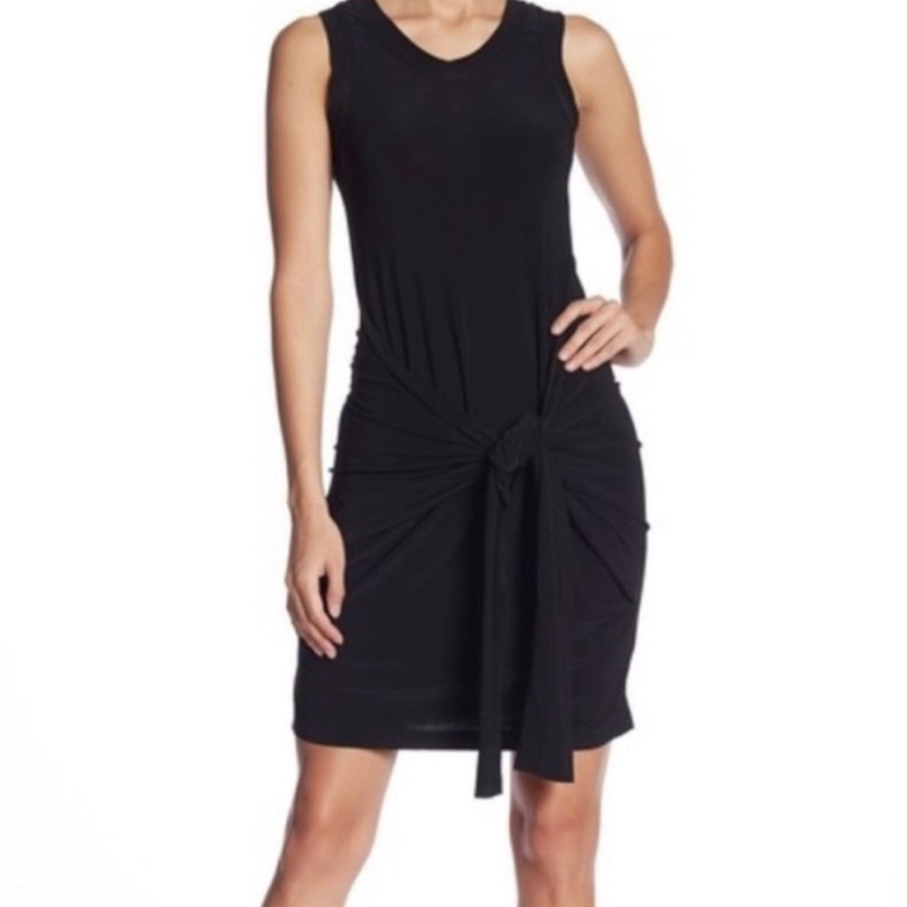 NORMA KAMALI Black Front Knot Tie Little Black Dress. SZ S